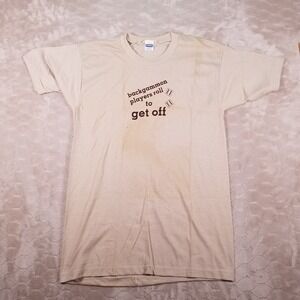 VTG Backgammon Players Roll to Get Off Parody Shirt STAINED Sz Large